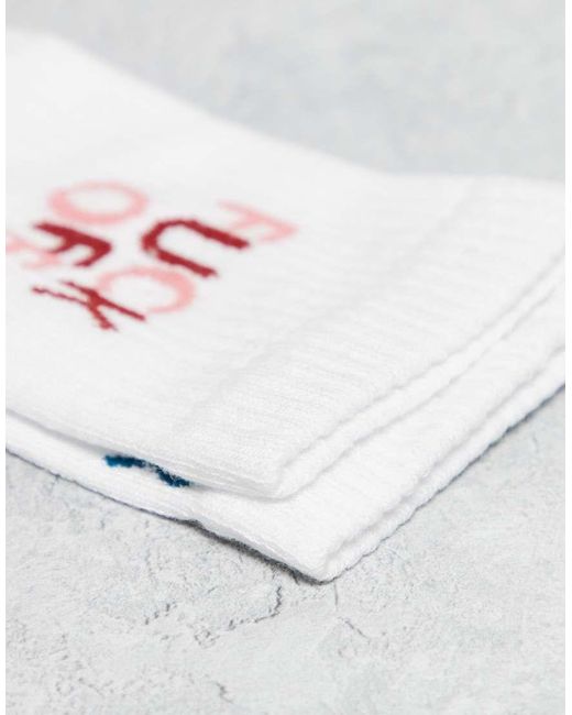 ASOS White 2 Pack Socks With Swear Word Graphic for men
