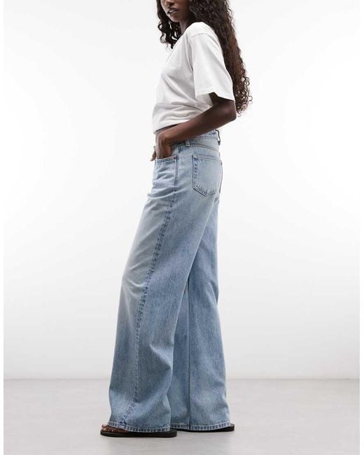 Weekday Blue Paz Mid Waist Wide Leg Jeans