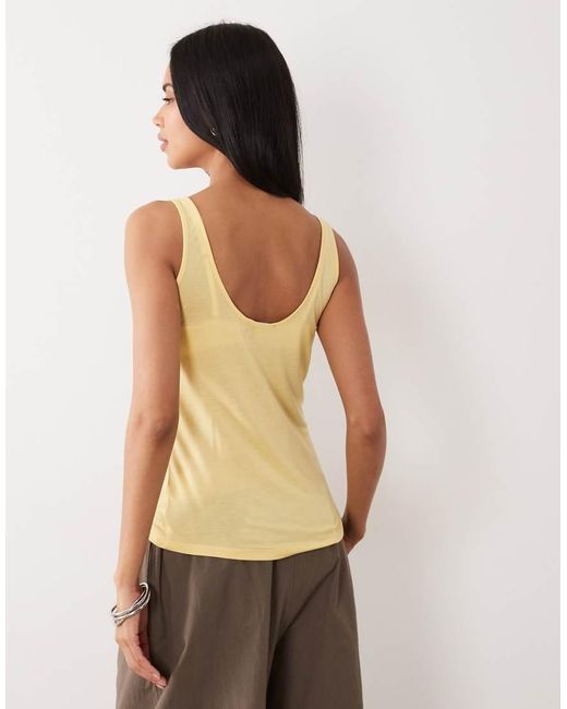 ASOS Natural Semi Sheer Plunge Scoop Neck Tank