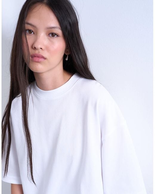 TOPSHOP White Oversized Drop Shoulder Tee