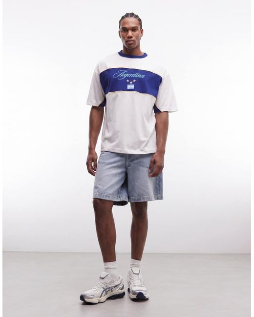 ASOS Blue Oversized T-shirt With Argentina Football Graphic for men