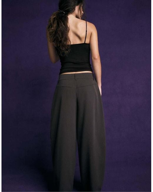 Stradivarius Blue Tailored Barrel Trousers