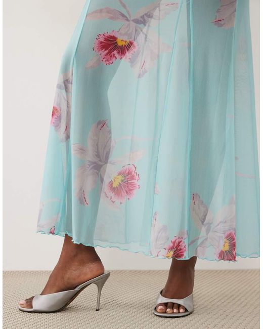 ASOS Blue Sheer Maxi Co-Ord Skirt