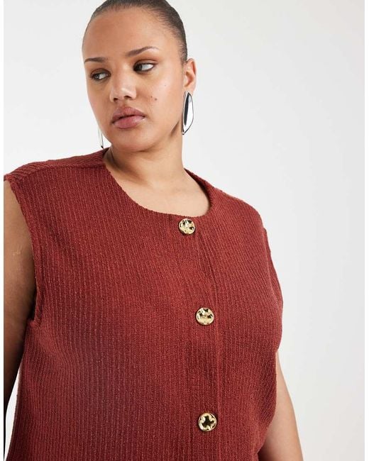 ONLY Red Buttons Detail Vest