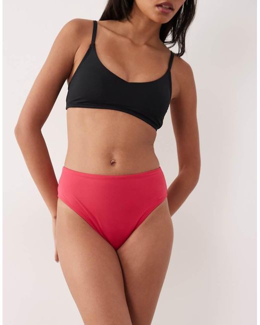 Speedo Red Solid Cheeky High Waist Bikini Bottom