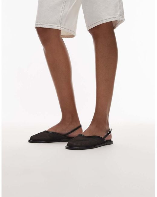 TOPSHOP Brown Bailey Mesh Slingback Ballet Flats