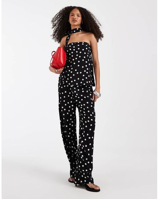 Vero Moda Black Woven Bandeau Top With Scarf Detail Co-Ord