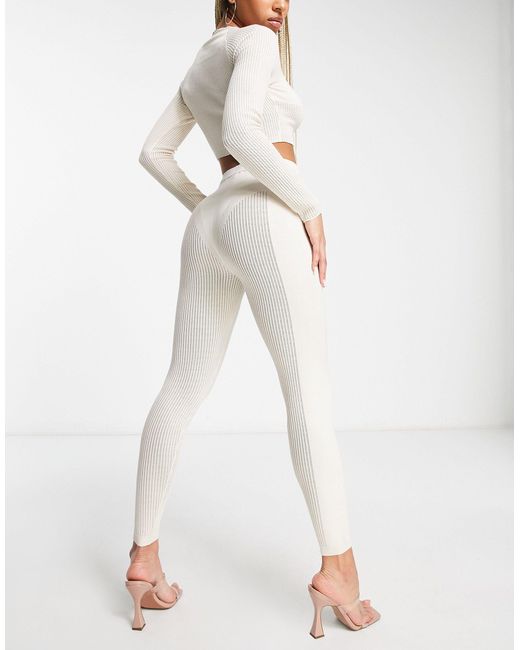 Simmi - legging gainant d'ensemble en maille côtelée à taille haute - taupe SIMMI en coloris White