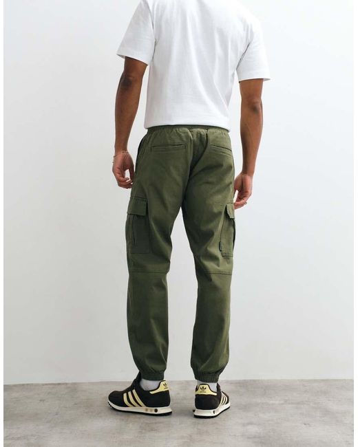 Jack & Jones Green Cuffed Slim Cargo Trousers for men