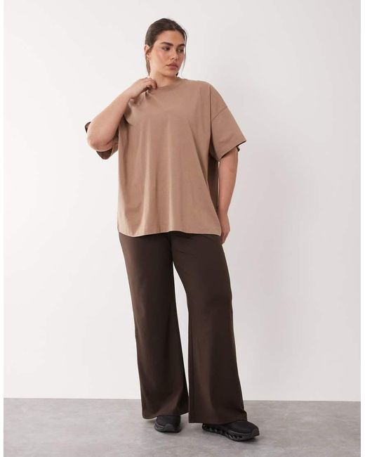 4505 Brown Curve Icon Heavyweight Cotton Oversized T-shirt With Quick Dry Finish