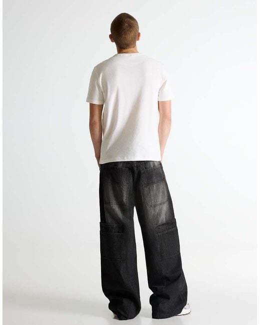 Bershka White Mega baggy Jeans for men