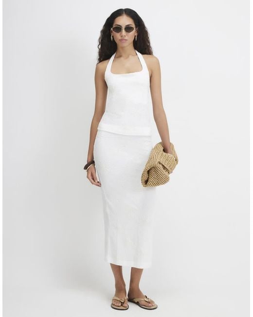 River Island White Embroidered Floral Maxi Skirt