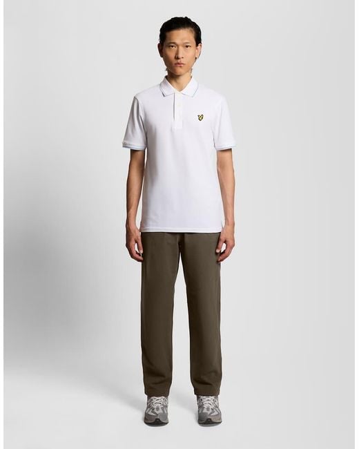 Lyle & Scott White Trousers Washed Cotton Trousers for men