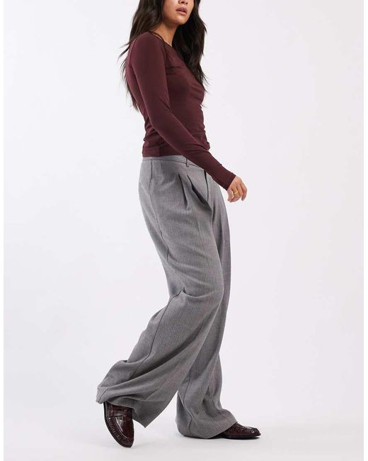 ASOS Purple Tailored Low Rise Wide Leg Trousers With Asymmetric Waistband
