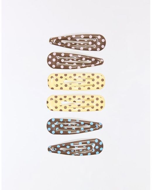 Bershka Black Pack Of Polka Dot Hair Clips
