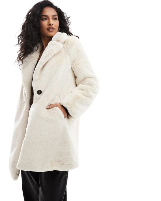 Pull&Bear Natural Soft Faux Fur Coat