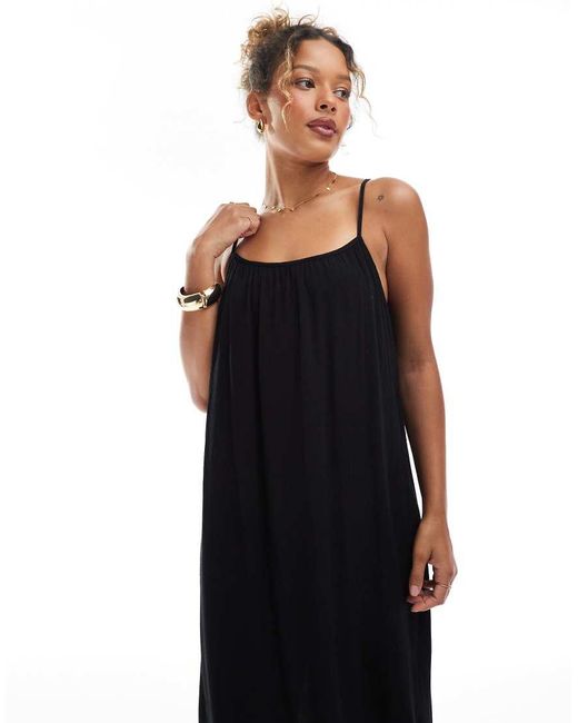 ONLY Black Textured Strappy Maxi Dress