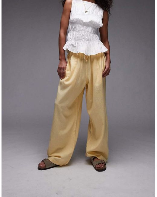 TOPSHOP Yellow Linen Balloon Trouser