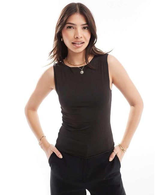 ASOS Black Second Skin Slash Neck Vest Top