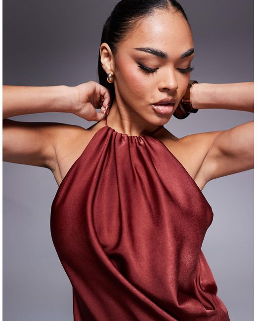 ASOS Red – neckholder-maxikleid aus satin