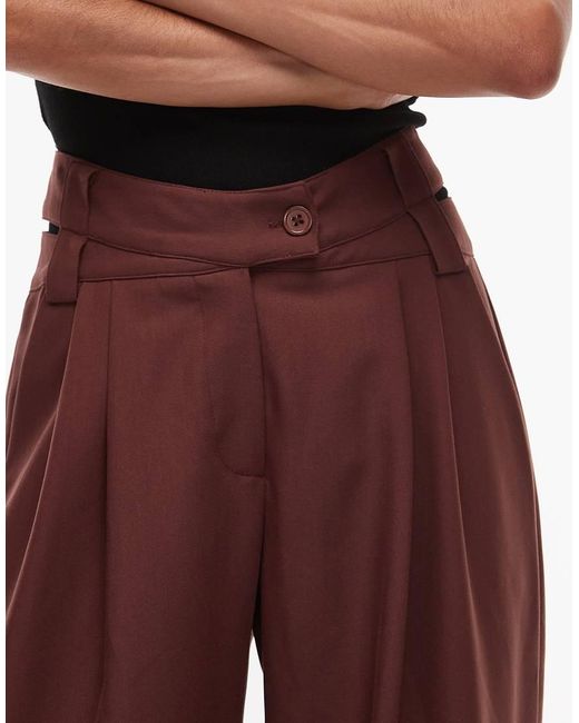 laagam Purple High Rise Asymmetric Tailored Pants