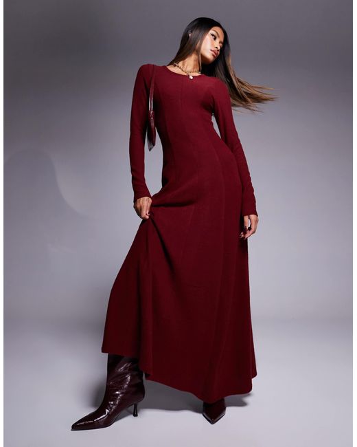 ASOS Purple Supersoft Long Sleeve Maxi Dress With Seam Detail