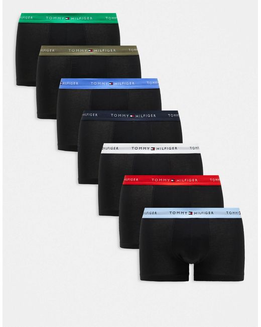 Tommy Hilfiger Black Signature Cotton Essentials 7 Pack Trunks for men