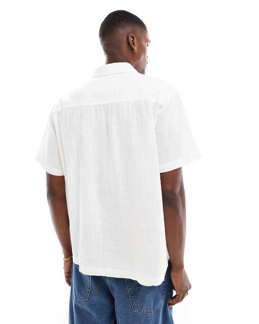 Only & Sons White Short Sleeve Resort Collar Shirt for men
