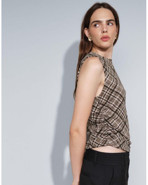 Mango Brown Sleeveless Top