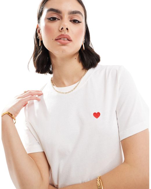 Jdy White Heart Print T-shirt
