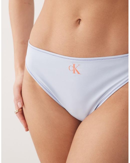 Calvin Klein Blue Logo High Leg Bikini Bottom