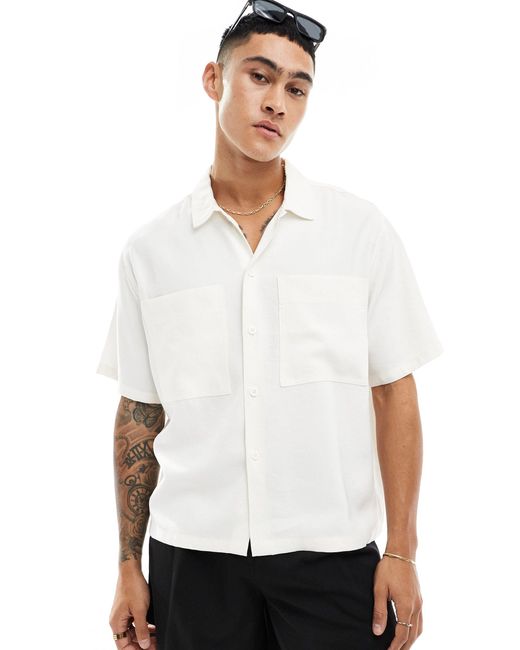 Bershka White Premium Pocket Shirt for men
