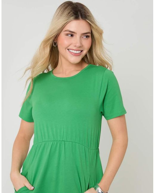 Threadbare Green Jersey Midi Smock Dress With Pockets