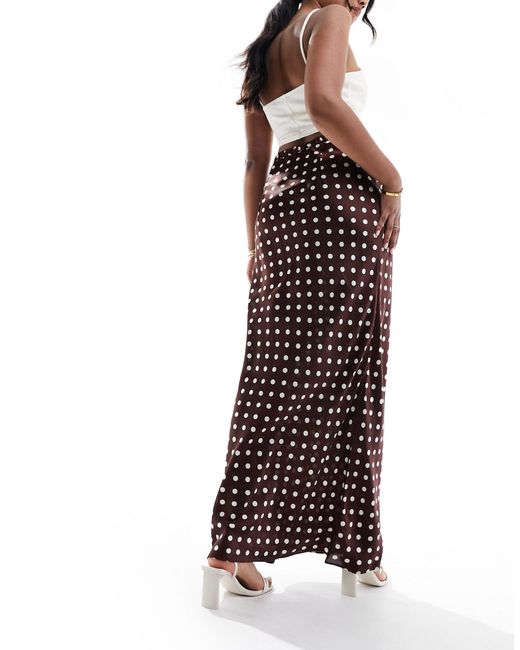 Style Cheat Brown Satin Maxi Skirt With Tie Waist