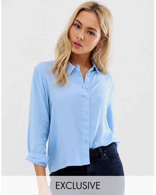 Jdy Blue Casual Cotton Shirt