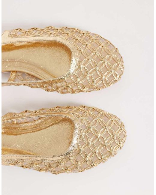 ASOS Natural Lure Weave Detail Slingback Ballets