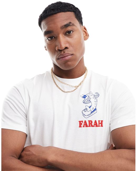 T-shirt imprimé au dos Farah pour homme en coloris White