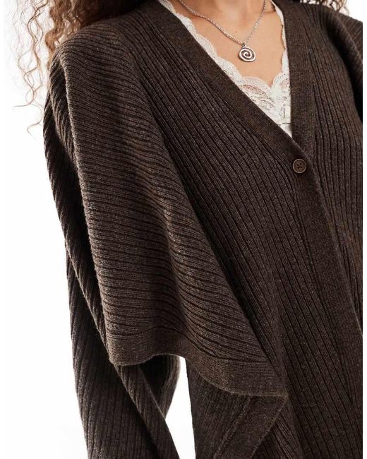 Urban Revivo Brown Drape Effect Cardigan