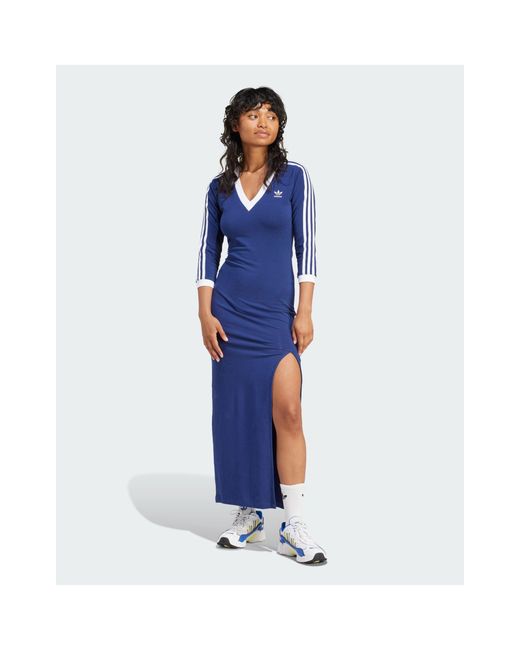 Vestido largo azul con detalle Adidas Originals de color Blue