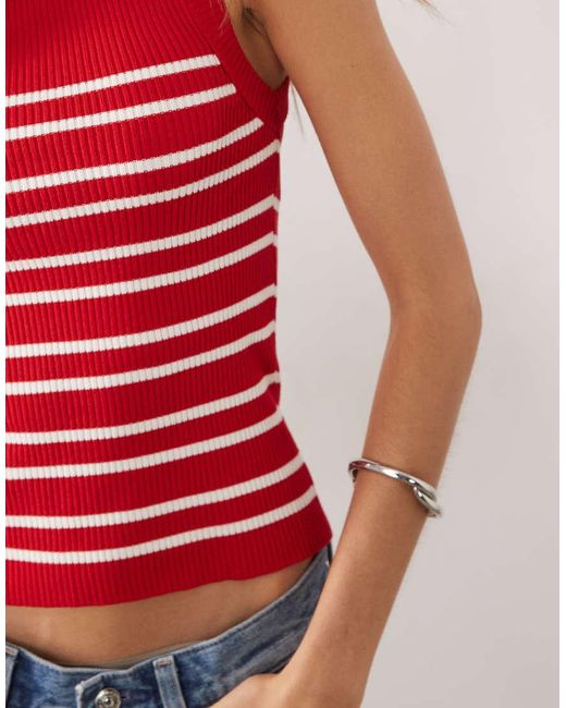 Mango Orange Knit Racer Neck Tank Top
