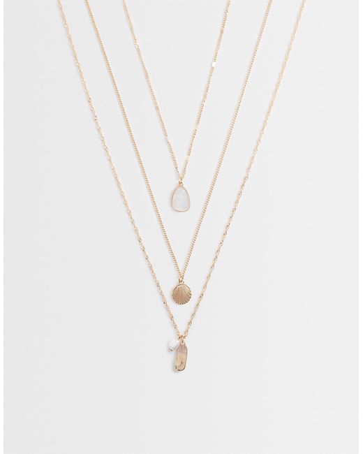 Accessorize White 3 Row Delicate Shell Necklace