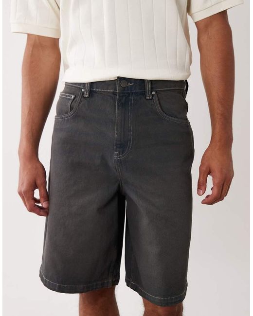 ASOS Natural Loose Denim Jorts for men