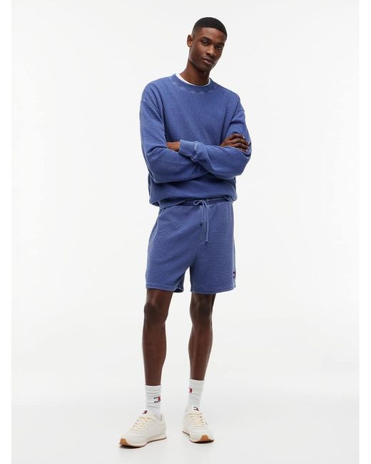 Tommy Hilfiger Blue Washed Waffle Knit Sweat Shorts for men