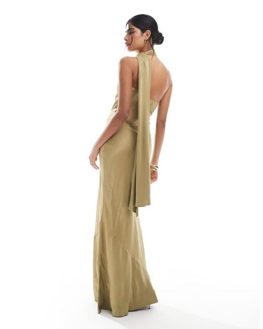 Maids To Measure Metallic Bridesmaid One Shoulder Scarf Maxi Dress