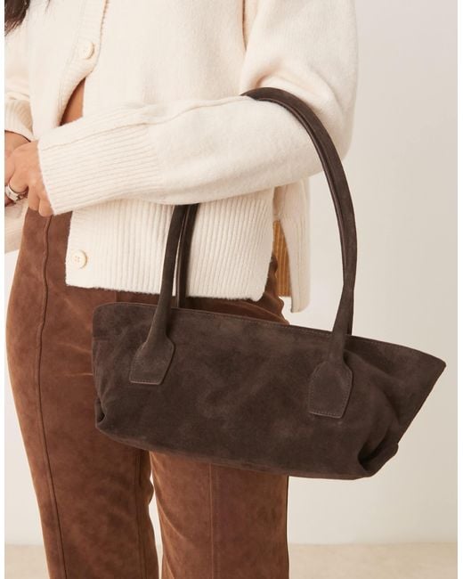 ASOS Brown – längliche handtasche aus wildleder