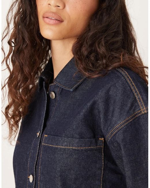 ASOS Blue – langärmliges oversize-hemdblusenkleid aus denim