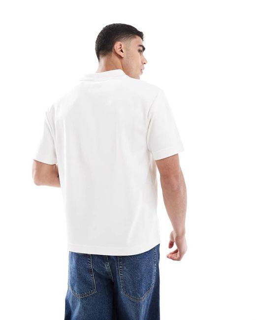 Polo Bianca Con Rever di Pull&Bear in White da Uomo