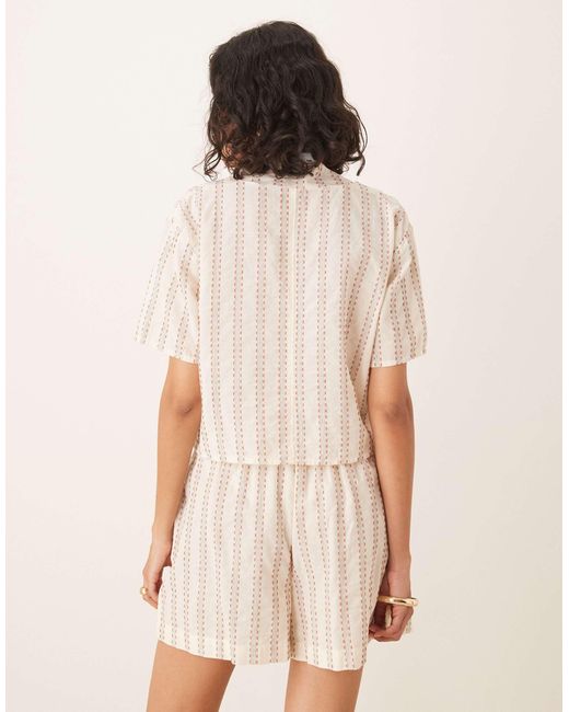 ASOS Natural Tie Front Stripe Top Co-ord