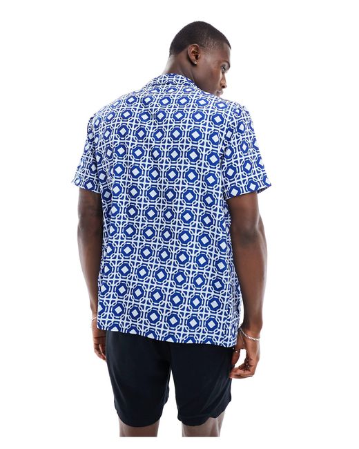 Another Influence Blue Beach Shirt Co-ord for men