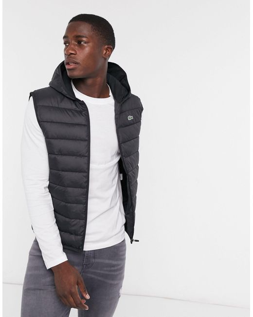 Lacoste Black Hooded Gilet for men